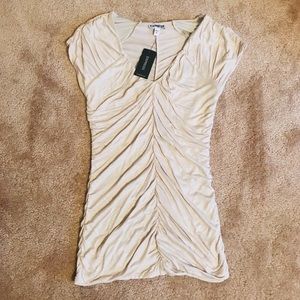Gold Champagne Shimmer Ruched Top NWT Express